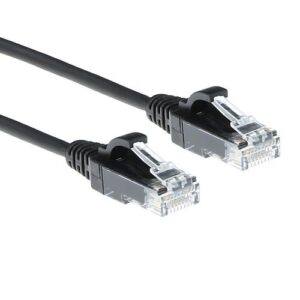 ACT Zwarte 0,15 meter LSZH U/UTP CAT6 datacenter slimline patchkabel snagless met RJ45 connectoren