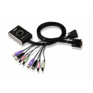 ATEN 2-poorts USB DVI-/audiokabel KVM-switch met externe poortselectieschakelaar