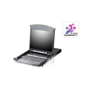ATEN 1-Lokale /externe gedeelde toegang, 16-poorten Cat 5 Dual Rail KVM over IP-switch met poort serieschakeling