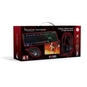 Konix Drakkar KX DK PACK 4 IN 1 ROGUE toetsenbord Inclusief muis Gamen USB AZERTY Frans Zwart