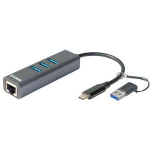 D-Link USB-C/USB naar Gigabit Ethernet-adapter met 3 USB 3.0-poorten DUB-2332