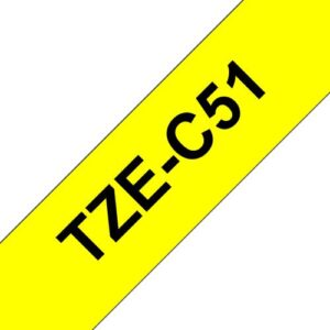 Brother TZE-C51 labelprinter-tape Zwart op fluorescerend geel