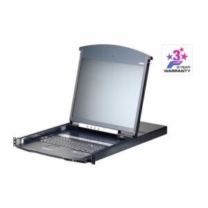 ATEN 8-poorts Cat 5 Dual Rail LCD KVM over IP-switch, 1 lokale/1 externe gebruikerstoegang