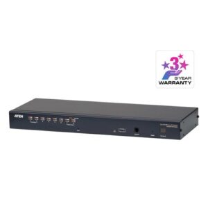 ATEN 1-Lokale/externe gedeelde toegang, 8-poorts Cat 5 KVM over IP-switch met poort serieschakeling