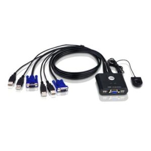 ATEN 2-Poorts USB VGA-kabel KVM-switch met externe poortselectieschakelaar