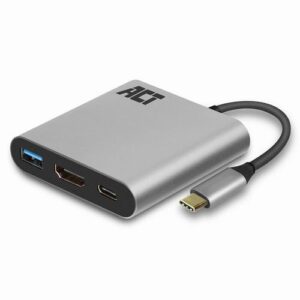 ACT USB-C multiport adapter voor 1 HDMI monitor, 1x USB-A, PD pass-through
