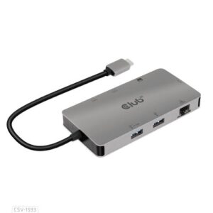 CLUB3D Type-C HUB 8-in-1 met 2x HDMI ( alt modus), 2x USB-A, RJ45, SD/Micro slot en USB Type-C oplaad mogelijkheid max. 100Watt( Ook geschikt voor Apple M1 en Thunderbolt 3)