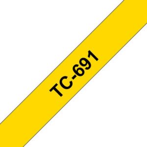 Brother TC-691 labelprinter-tape Zwart op geel