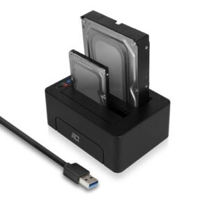 ACT 2,5" en 3,5" SATA dual HDD/SSD dockingstation, USB 3.2 Gen1