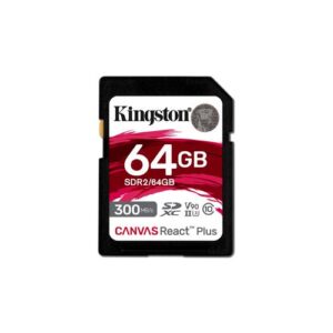 Kingston Technology 64GB Canvas React Plus SDHC UHS-II 300R/260W U3 V90 voor Full HD/4K/8K