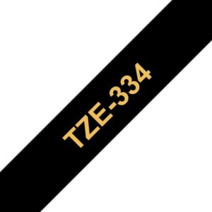 Brother TZE-334 labelprinter-tape Goud op zwart