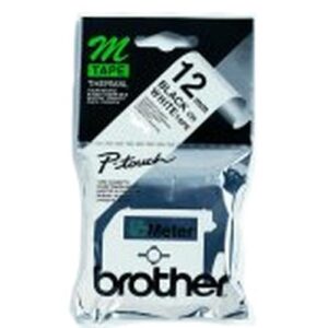 Brother Labelling Tape - 12mm, Black/White, Blister labelprinter-tape M